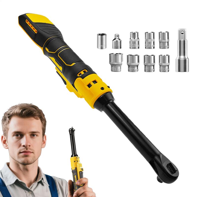 Electric Ratchet Wrench Electric Ratchet Set 21V Power Tool Drive With Extension Bar Anti-Slip Grip 3/8 Inch For Automotive