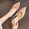 Fashion Women 7cm High Heels Retro Streetwear  Sandles Lady Daily Work Slingback Strap Elastic Mid Heels Glossy Leather Sandals