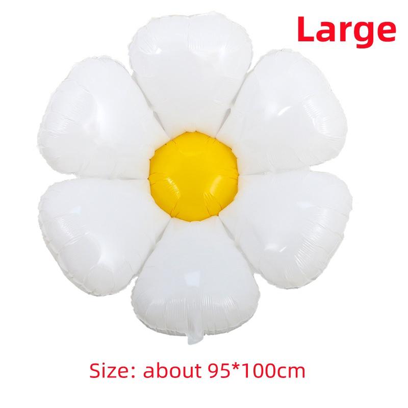 

5 шт., 3 размера, воздушный шар из фольги с белым цветком ромашки, воздушные шары в виде подсолнуха, игрушки, реквизит для фотографий, украшения для свадьбы, дня рождения L 5PCS