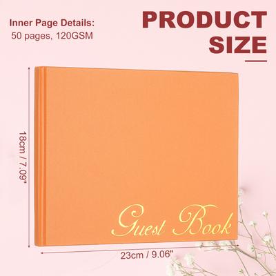 Elegant Guestbook 9x7" Offset Paper Wedding Guest Book Stylish Sign In Book with 50 Blank 120GSM Paper for Receptions Birthdays