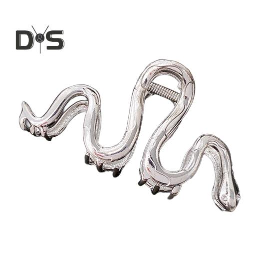 

Заколка для волос 2025 года Змеи с противоскользящими зубцами и текстурированной ручкой, заколка для волос, аксессуары для волос в честь китайского Нового года серебряный