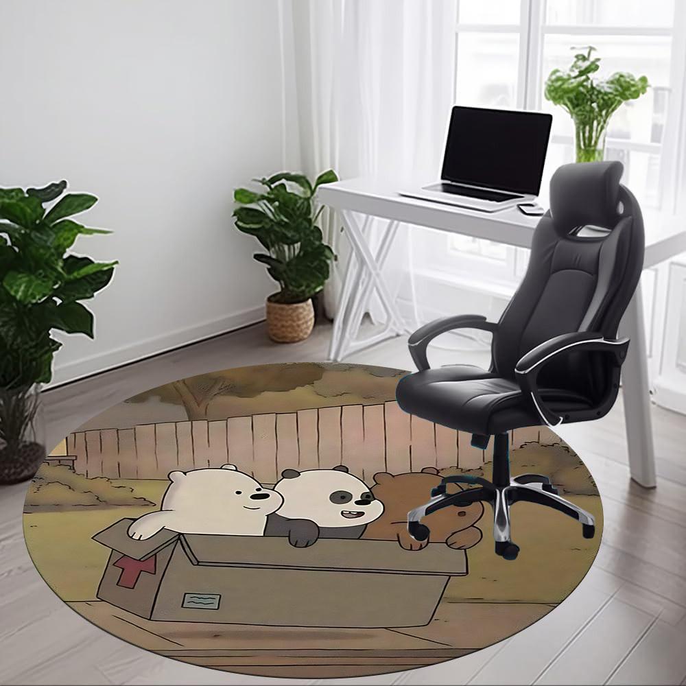 1pc Brown Bear Line Office Round Area Rug, Under Office Chairs Bedroom Living Room Home Decor A1022116