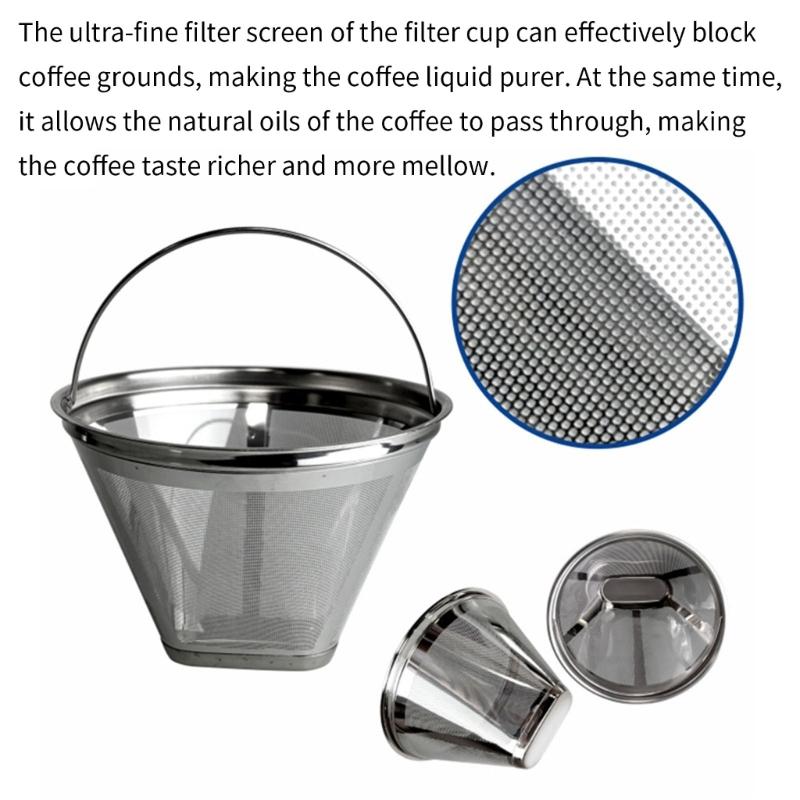 Stainless Steels Coffee Filter Fine Mesh Screen Reusable Cone Shape Strainer for Espresso Coffee Maker Machine Part