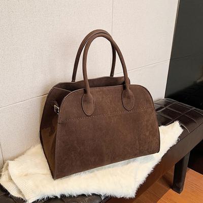 Women Handbag with Adjustable Shoulder Strap Faux Leather Commuting Shoulder Bag Retro Solid Color