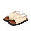 Fashion Designer Open Toe Sandals for Women Summer New Fashion PU Leather Thick Sole Tendon Shoes Simple Solid Color Outdoor Party Flats
