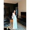Kumikumi Pure Desire Style White Long Sleeve Cardigan Inner Wear Cami Women Autumn Slimming Wide Leg Pants Three-Piece Suit