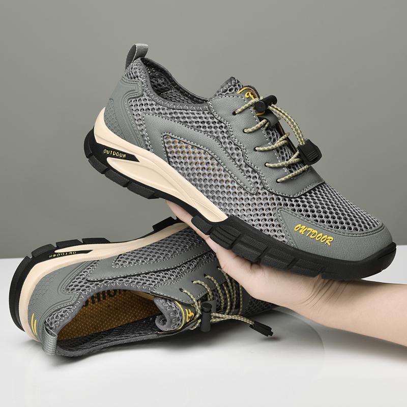 

Летние мужские повседневные кроссовки для активного отдыха, дышащая сетчатая противоскользящая обувь 39-46 46 серый