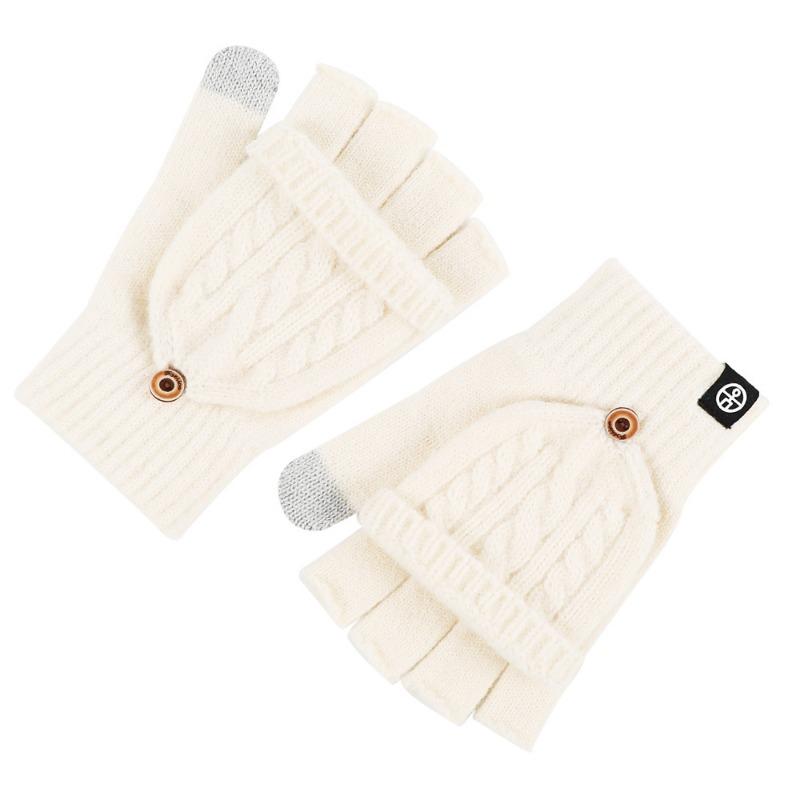 Winter Flip-top Dual-purpose Half-finger Gloves for Women, Cold-proof and Warm Student Gloves, Thickened and Velvet Bare-finger Gloves for Men