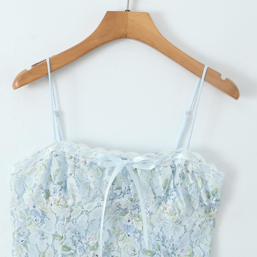European and American French sweet lace print tube top skirt, your female summer new pure desire slim dress, hip skirt