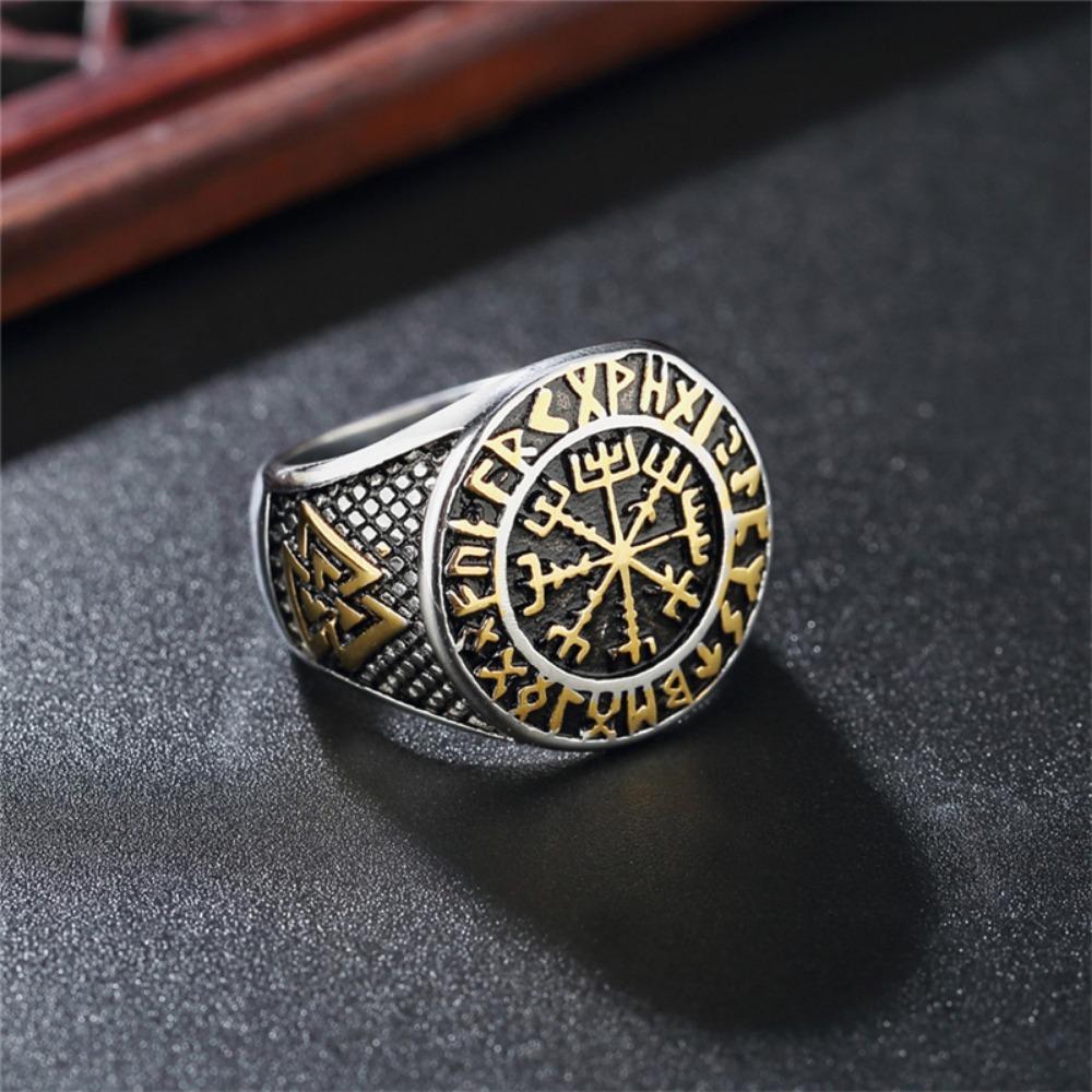 Nordic Viking Letter Fashion Retro Ring Men's Punk Ring Hip Hop Rock Party Motorcycle Accessories Jewelry Accessories Gifts