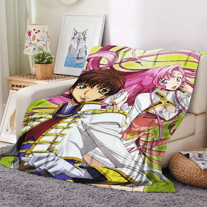 Code Geass Anime Flannel Throw Blanket, Soft Blanket for Sofa Bed, Suzaku Euphemia Character Print Home Decoration