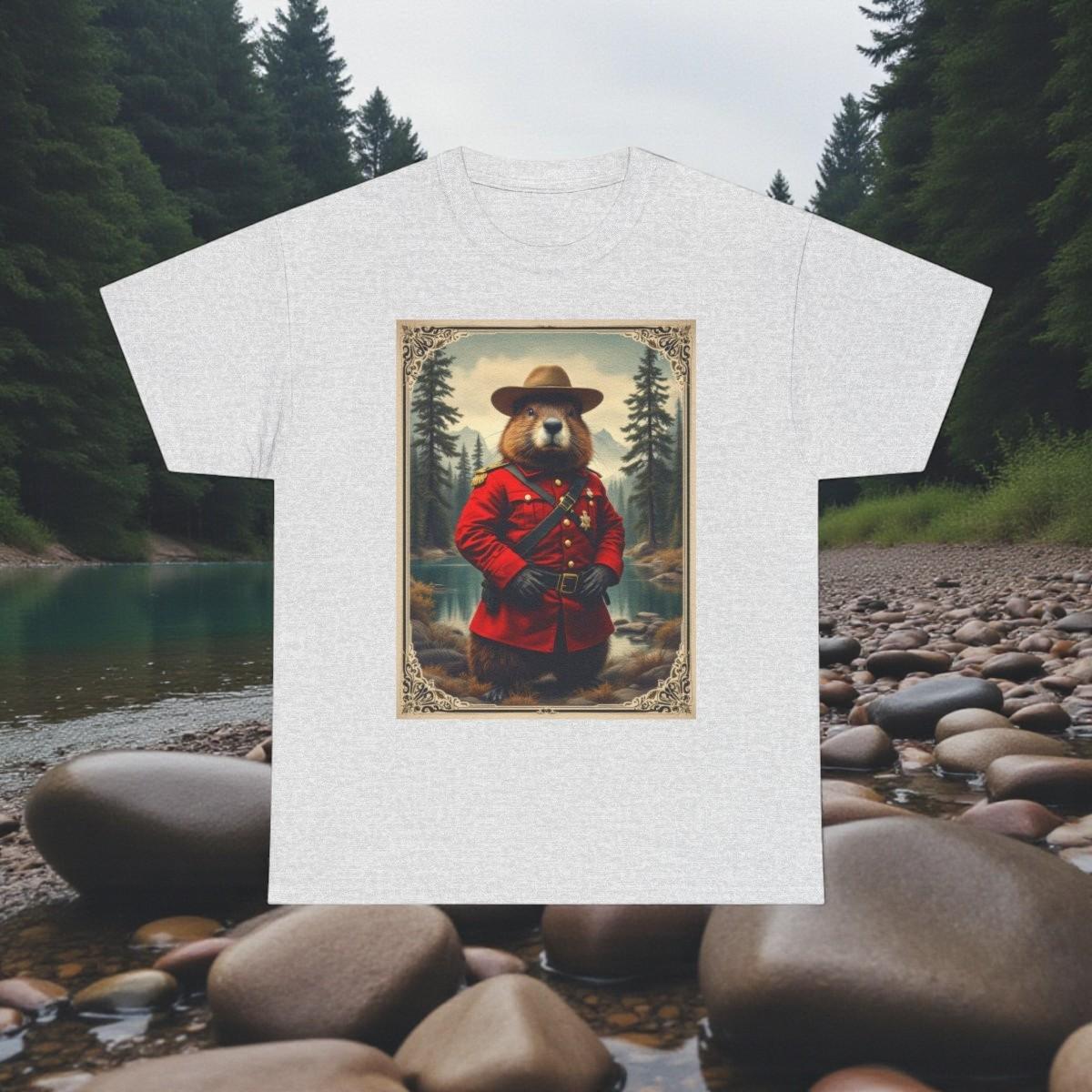 Canadian Beaver Mountie T-Shirt | Maple Leaf Fans & Wildlife Lovers Tee Canada S