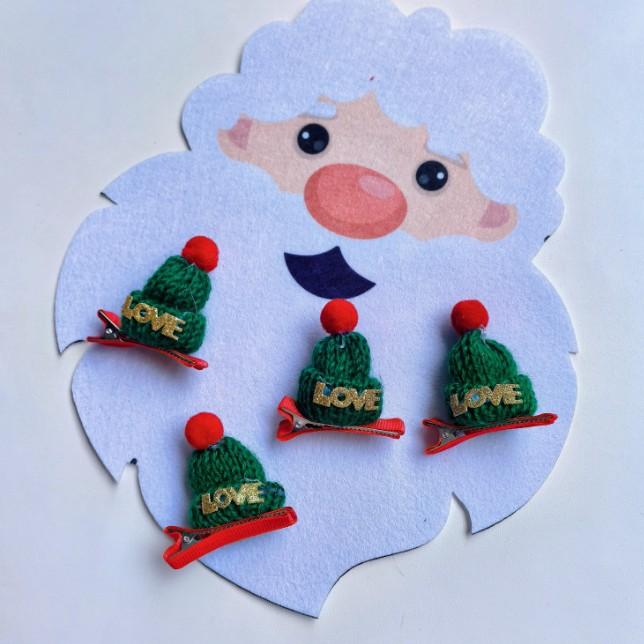 Christmas Hat Hair Clip Knitted Fingers Mini Wine Bottle Cap Woolen Small