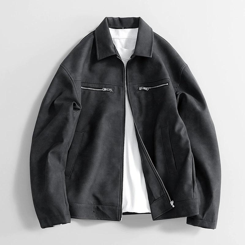 

Куртка, свободная рабочая одежда, кожаная куртка, мужской мотоциклетный костюм, кожаная куртка, верхняя одежда L чёрный