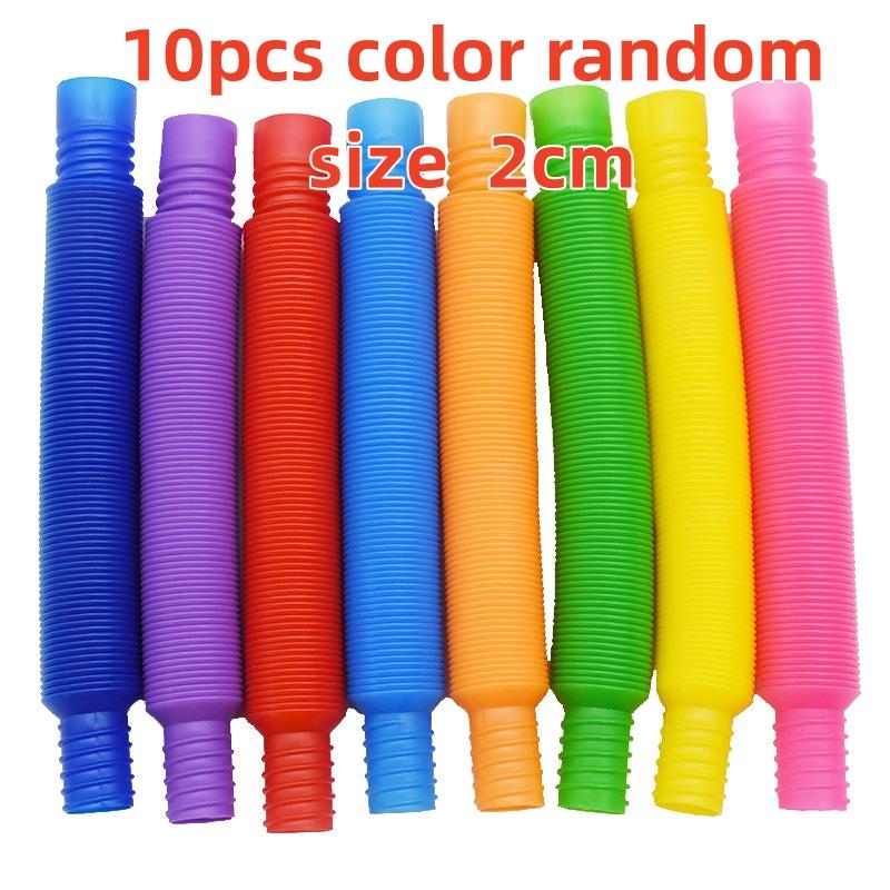 Children And Adults Decompression Toys Soft Tubular Toys Plastic Colored Telescopic Tubes Elastic Stretching Tubes Sensory