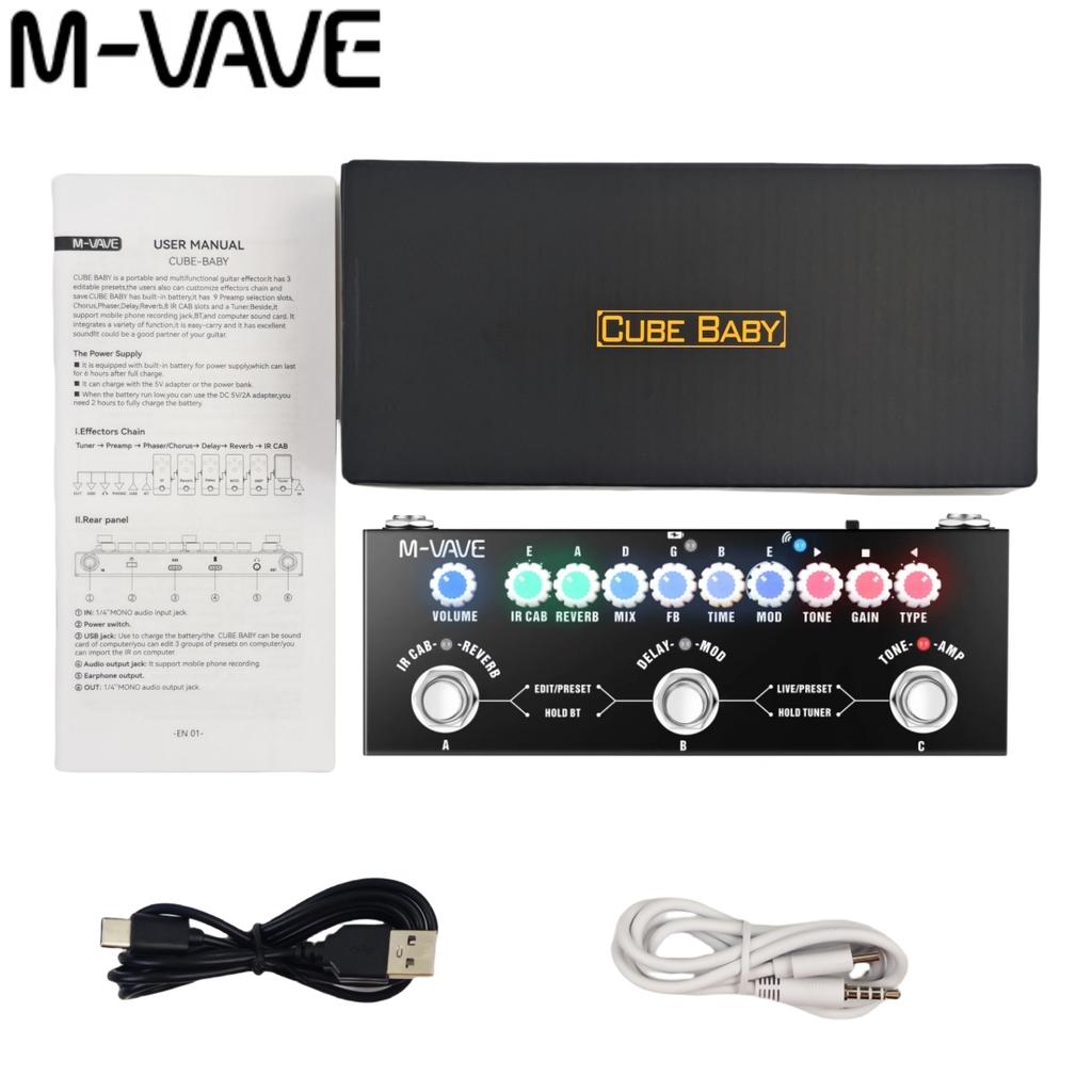 M-VAVE Cube Baby AC Pro Acoustic Guitar Processor | 9 AMP/IR Sims w/ Dly/Chs/Rvb FX | USB Audio Interface & Type-C Recharge