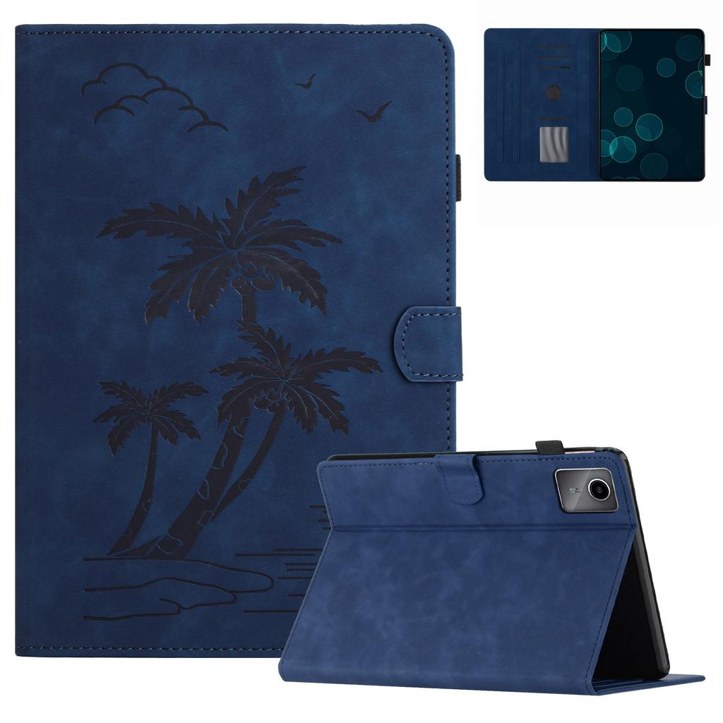 For Lenovo Tab M11/Xiaoxin Pad 11 2024 TB-331FC Tablet Case Coconut Tree Imprinted Card Holder Leather Cover