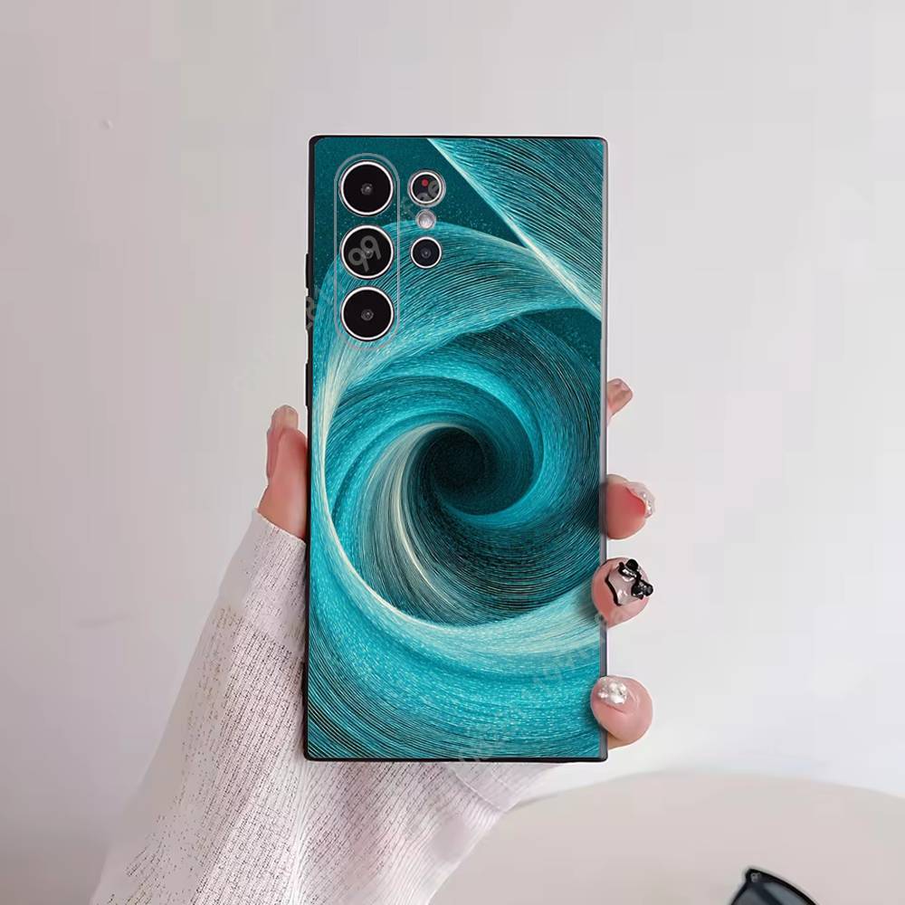 Teal Swirl Vortex Phone Case for Samsung Galaxy S30 26 25 Ultra Plus S24 23 22 FE Lite S21 20 TPU Cover