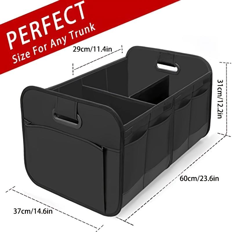 A car trunk storage box, featuring reinforced handles and multiple compartments, collapsible design,made from 600D Oxford fabric