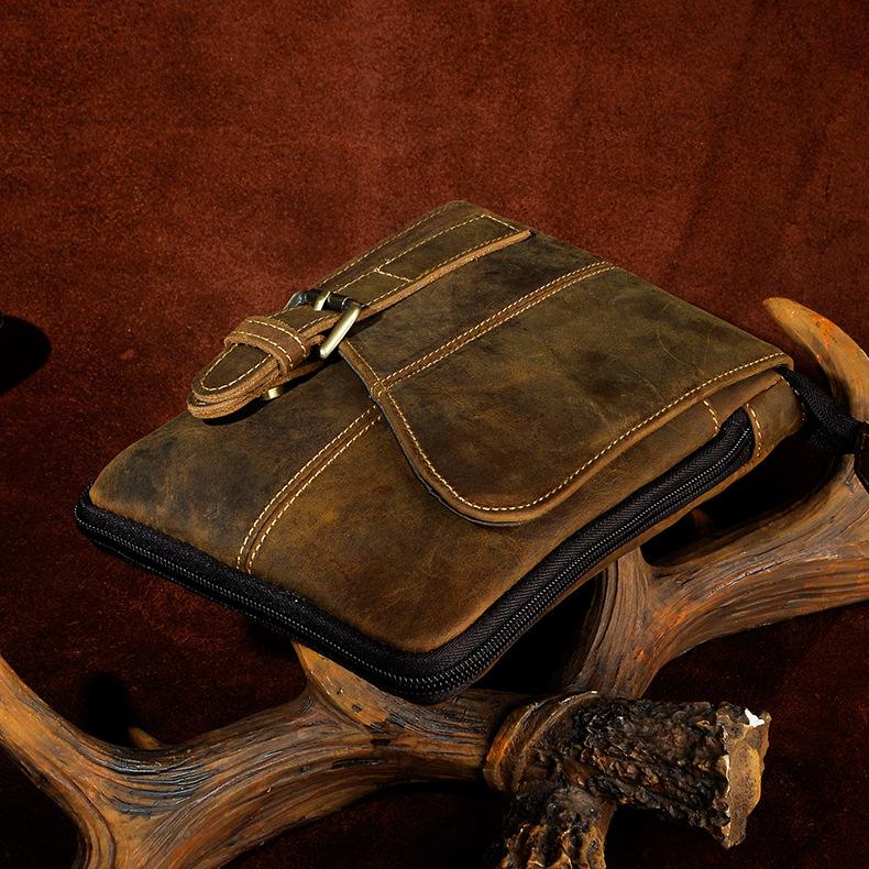 Quality Leather Male Casual Design Messenger Crossbody Bag Multifunction Fashion Travel Belt Waist Bag
