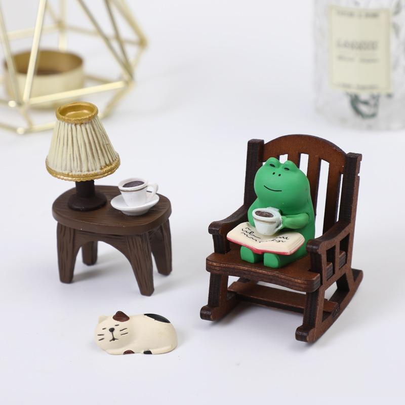 Rocking chair, frog healing department ornament, office computer workstation, desk surface, decorative goods, decompression small gift
