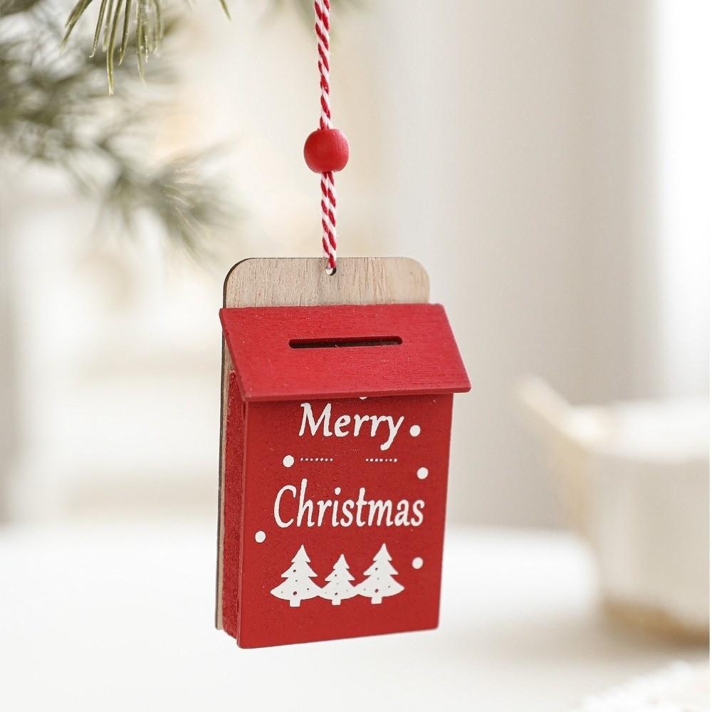 New Red Christmas Wooden Plaque Ornaments Wooden DIY Christmas Tree Pendant Christmas Tree Hanging Ornaments Home Party Decor
