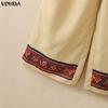 VONDA Damen Lapel Kragen 3/4 Ärmel Lässig Elegant Lang Weiter Bein Jumpsuit Rompers Für Große