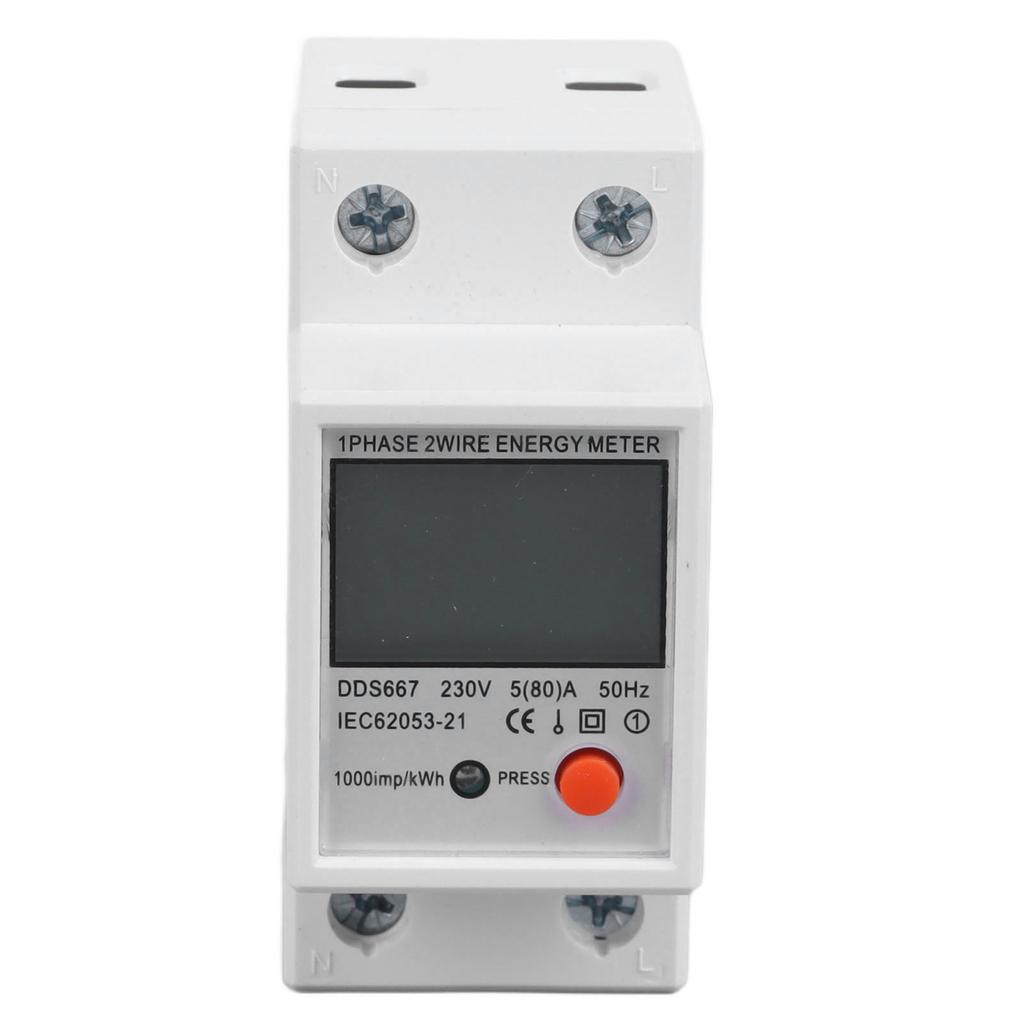 Multifunctional Power Meter 1 Phase LCD Display Energy Monitor 200‑250V for Electrical Safety