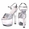 Women's High Heel Shoes Sequins Thin Heel Transparent Sole Dance Sandals Wedding Shoes 17cm Heel 7cm Platform YKC
