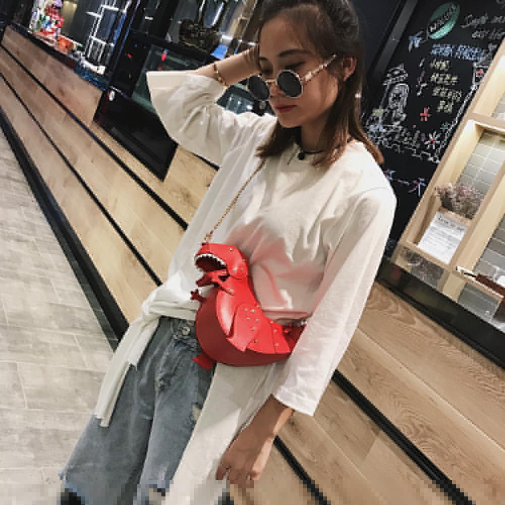 Dinosaur Shoulder Handbags 3D Rivet Dinosaur Purse Animal Style Bags Zipper Crossbody Wallet Messenger Bag for Girl