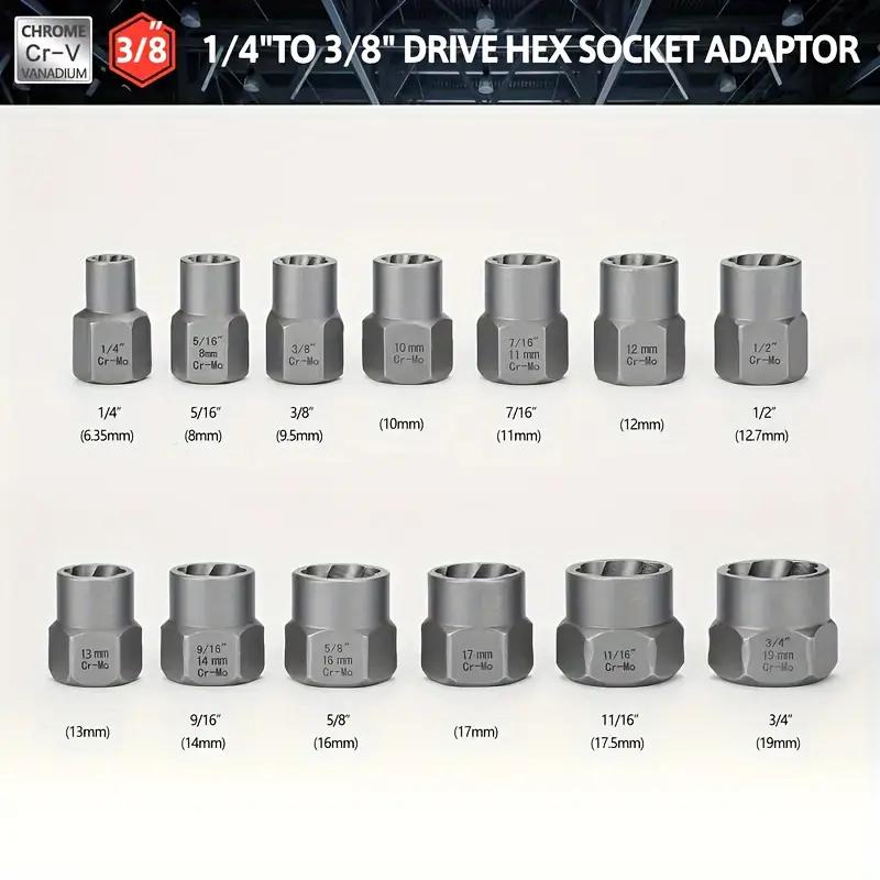 14 Pcs Impact Bolt Nut Remover Set Cr-Mo Steel Bolt Extractor Tool Set for Industrial