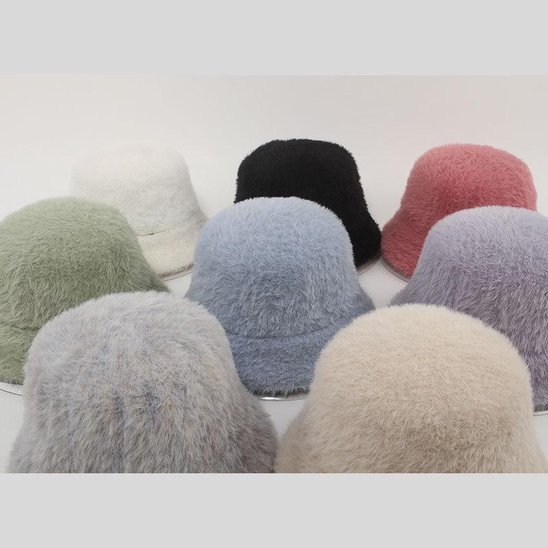 Autumn & Winter Women's Faux Rabbit Fur Bucket Hat - Warm, Stylish Korean Fisherman Hat for Outdoor Travel