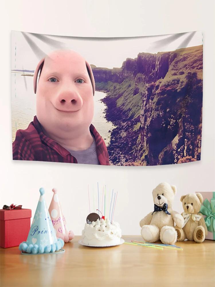 John Pork Smiling Throw Flag Wall Hanging Tapestry  Room Dormitory Decor DoubleSided Design for Bedroom Living Room Decoration