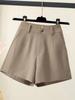 Women's White High-Waisted Wide-Leg Suit Shorts - Summer Petite Loose A-Line Hot Pants