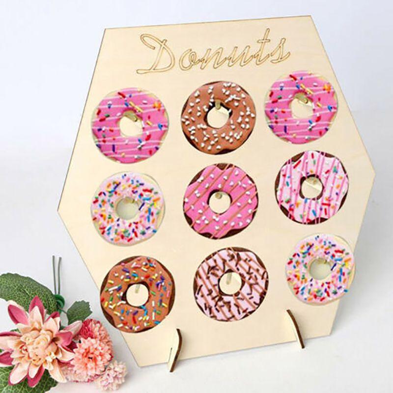 Elegant Wooden Donut Wall Display Stand For Wedding And Birthday Parties