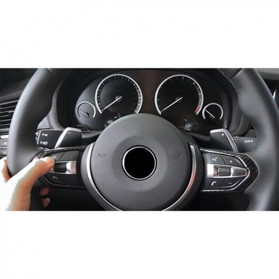 For BMW X5 X6 F15 2014-2018 ABS Carbon Fiber Steering Wheel Button Frame Trim