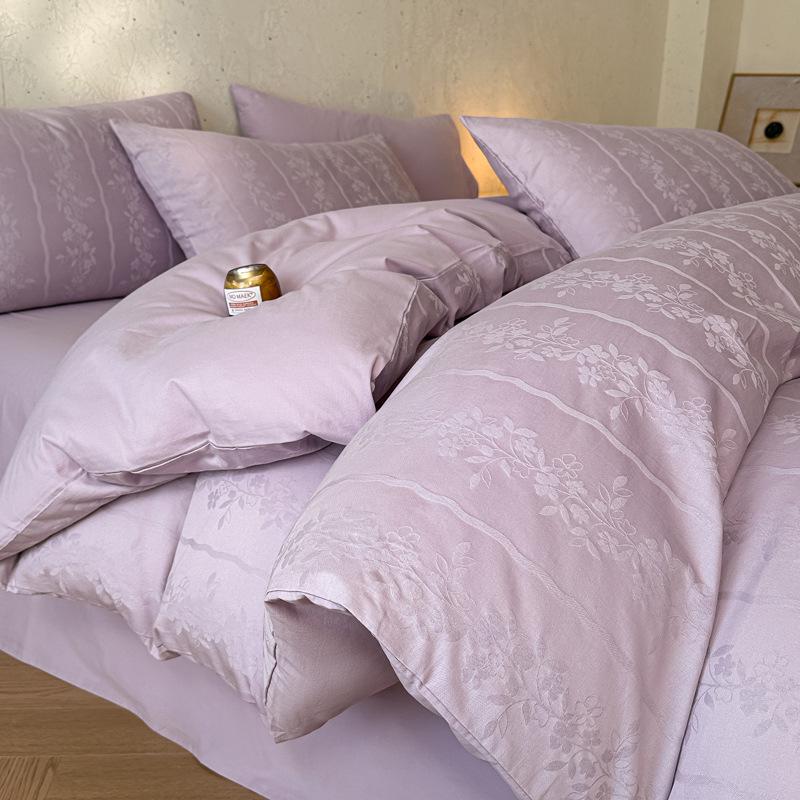 Class A Cotton Embossed Jacquard Brushed Dormitory Bedding Set - 3 Piece