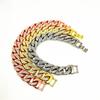 European and American Hip Hop Hipster Cuban Diamond Bracelet, 14mm Fat Chain Men and Women Hiphop Gold-plated Necklace
