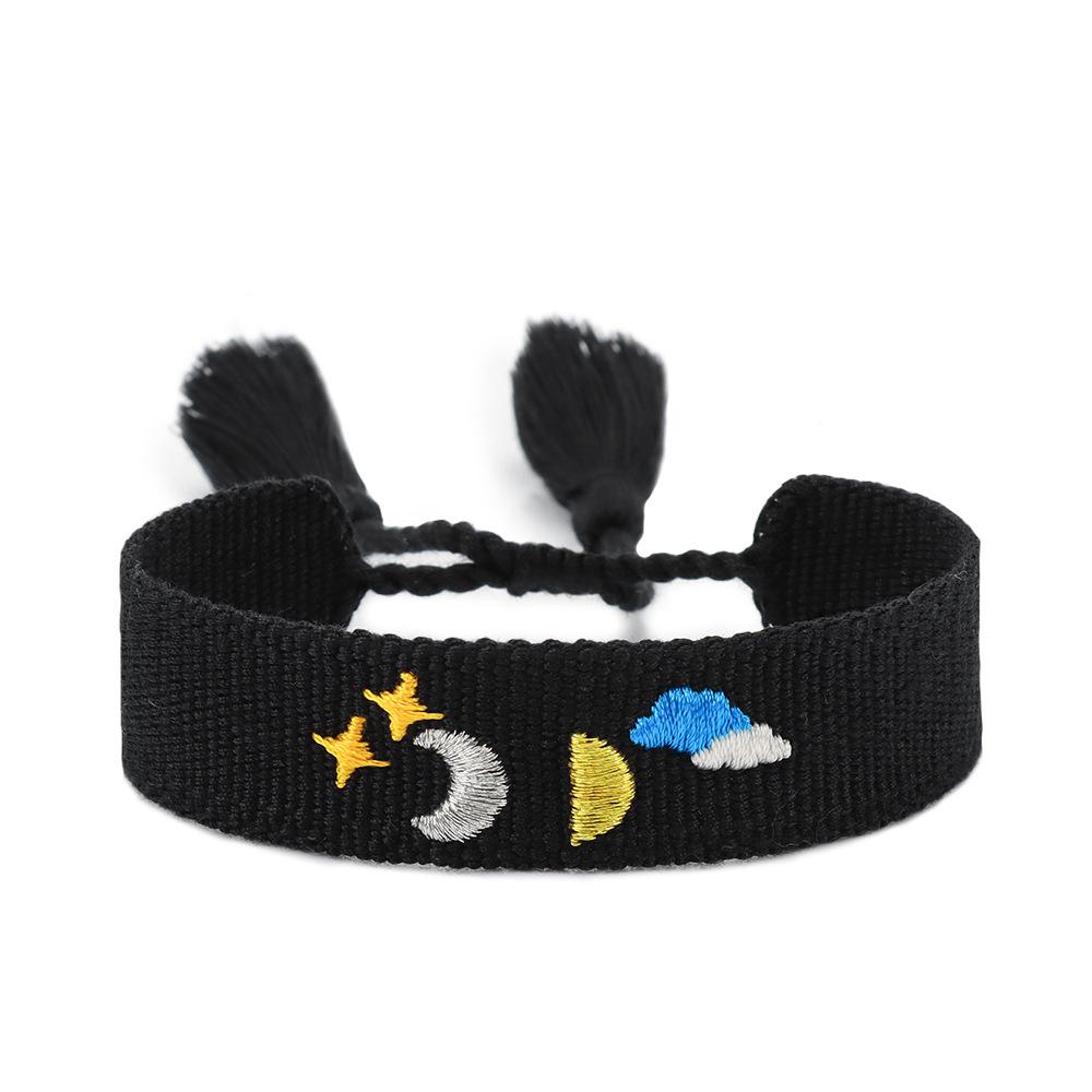 Heart-to-Heart Best Friends Embroidered Bracelet with Tassel