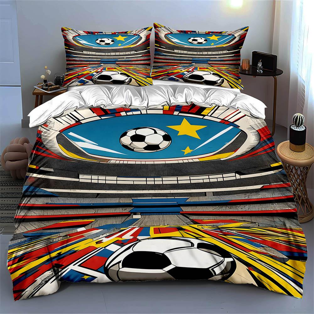 Soccer-themed, colorful, dynamic. Bedding Duvet cover sets Duvet covers Pillowcases gifts (1 * Duvet Cover 2 * Pillowcases, without duvet insert)