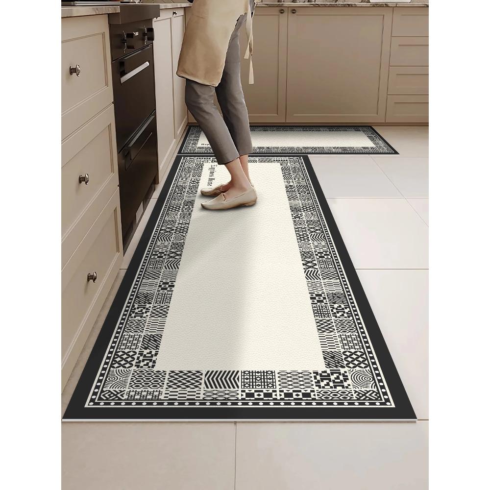 Kitchen Floor Mat Waterproof Oil-proof Wipeable PVC Leather Soft  Rug Household Long Non-slip Dirt-resistant Carpet Alfombra