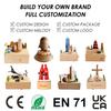 Custom Logo Wooden Music Box 18-Note Mechanical Wind-Up Rotating Carousel Ballerina Gift OEM