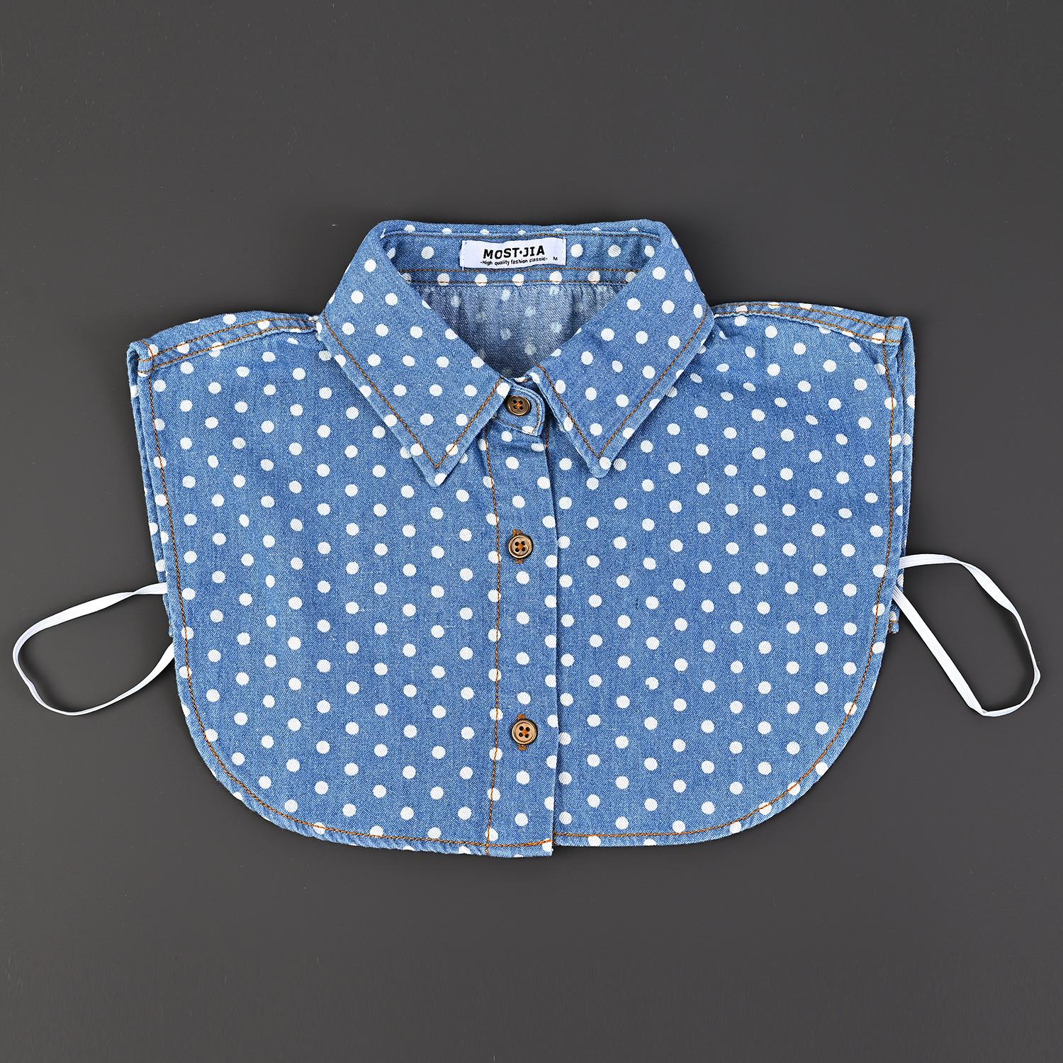 

Магазин Оригинальный воротник из денима в горошек, модный внутри, с повседневной рубашкой-свитером внутри, воротником в тон темпераменту