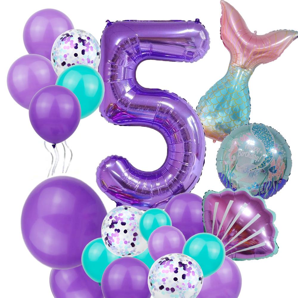 Masson Mermaid 40 Inch Purple Large Digital Aluminum Film Balloon Package Latex Balloon