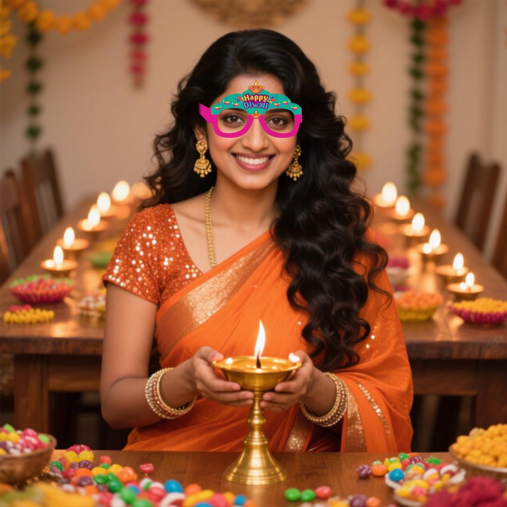 Indisches Diwali-Thema Dekorative Papierbrillen, Lichter Party Make-up und Verkleidungs-Requisiten