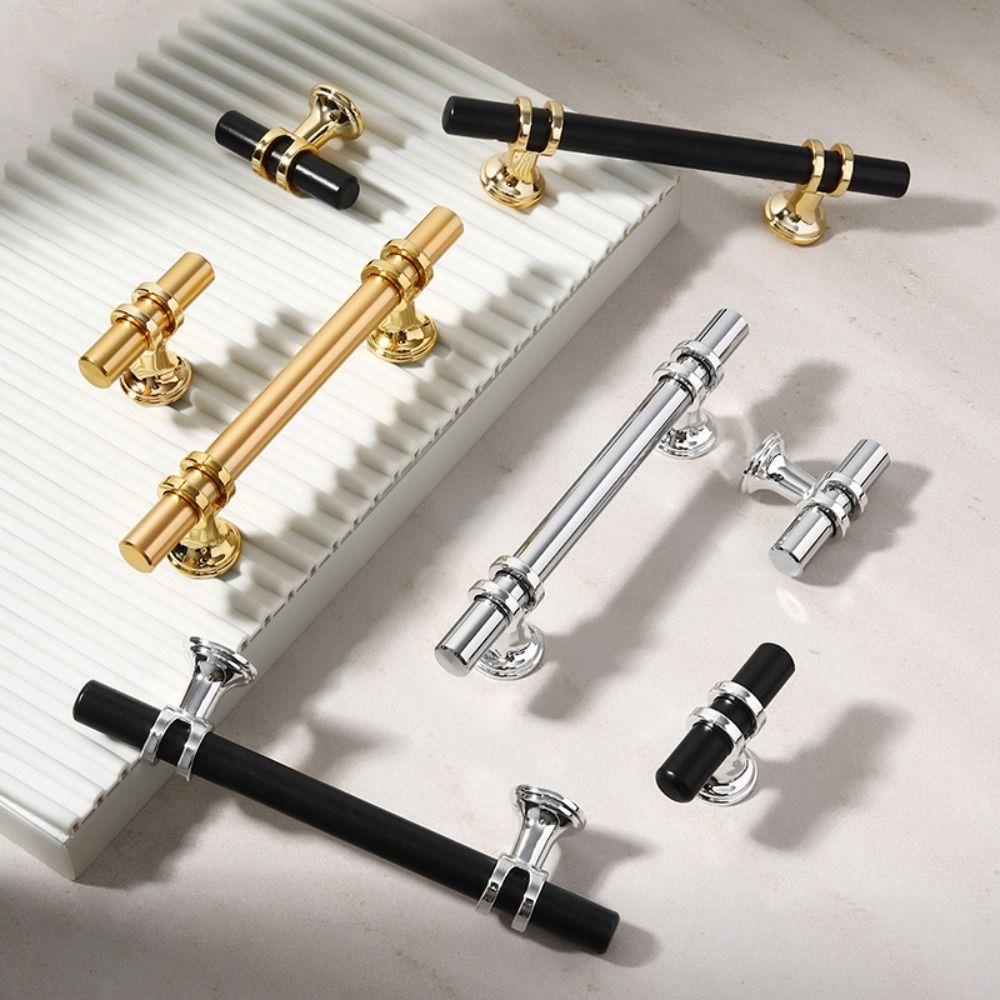 Ergonomic Drawer Pulls Zinc Alloy Door Handle Modern Simple Cabinet Handles  Wardrobe
