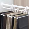 5 In1 Save Space Pants Hanger Collapsible Towel Tie Hook Multi-functional Clothes Trouser Rack Wardrobe Closet Organizer Storage