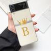 Crown Letter A To b Fashion Phone Case For Samsung Galaxy Z Flip 3 4 5 6 7 Hard Folding Z Flip4 Clear PC Cover Protector Gift
