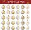 JOYFY 30 Pcs 2.36'' Christmas Balls Ornaments Gold & White Assorted Christmas Hanging Ornaments for Xmas Tree Wreath Party