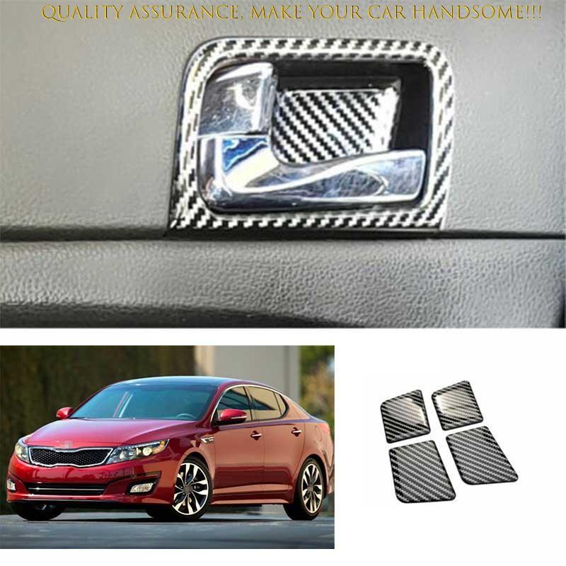 For Kia K5 Optima 2011-2015 Real Carbon Fiber Inner Door Bowl Cup Cover Trim 4PC